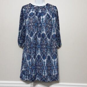 Eva Mendes women Sift dress floral mini length casual S office vacation blue